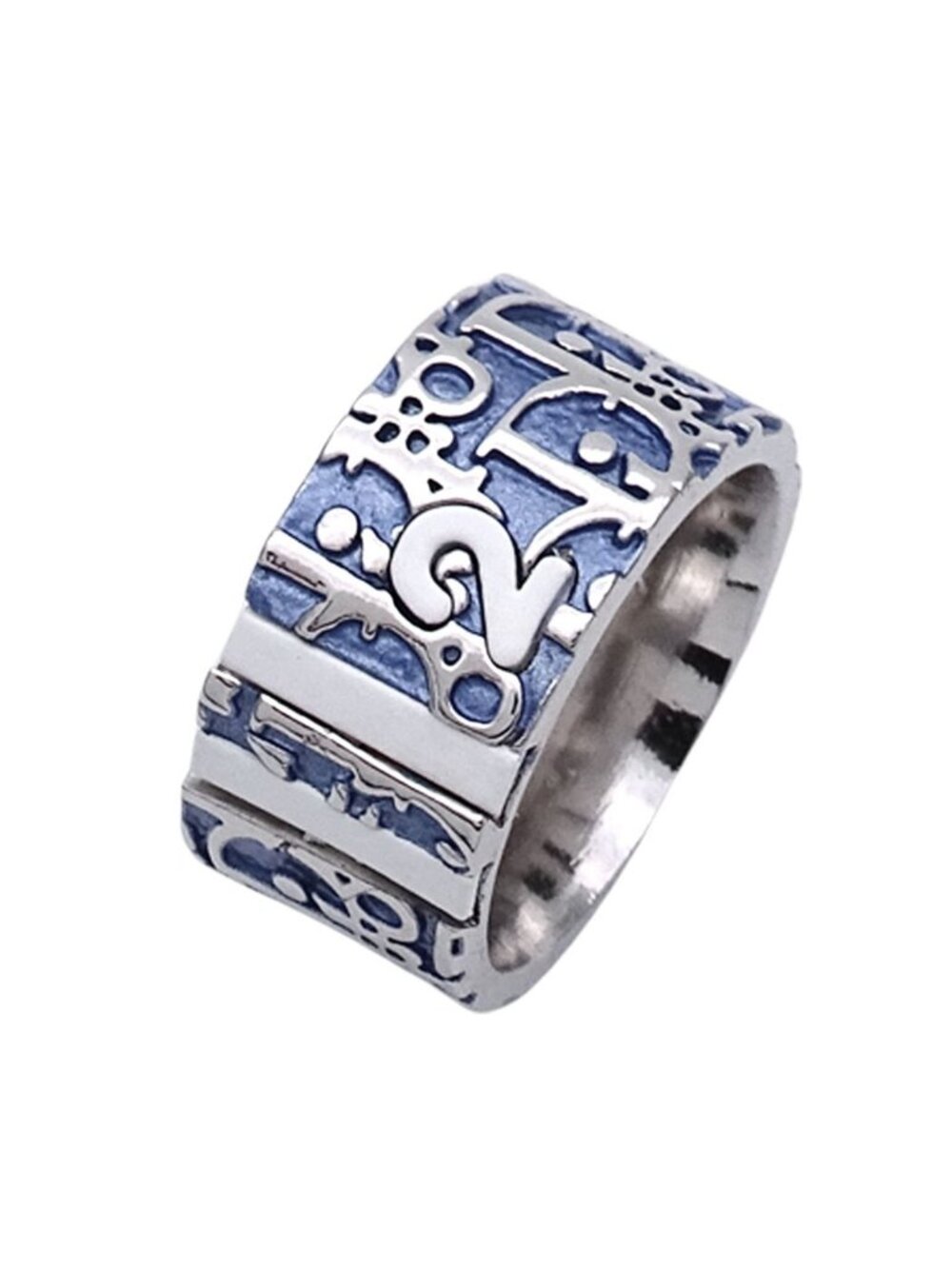 Dior Ring Trotter Metal Blue Silver White Logo